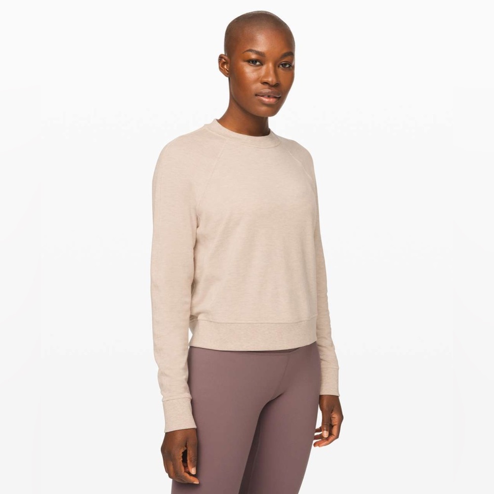 Lululemon Warm Down Crew Heathered Cashew Sweatshirt